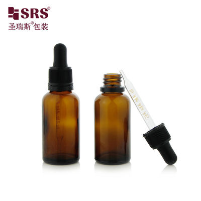Mua D003-1 chai thủy tinh màu xanh lá cây màu hổ phách tròn với nắp nhỏ giọt chống giả mạo cho dầu thơm thiết yếu online manufacture