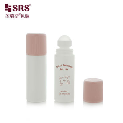 Mua RPPD1-90ML Round White Bottle With Colored Ribbed CRC Cap Double Wall High End Roll On Bottle online manufacture