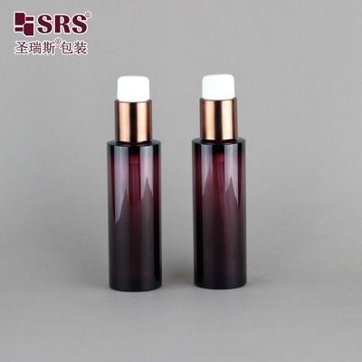 50ml Nhìn xuyên màu nâu Luxury Lotion Serum Pump chai PET cho mỹ phẩm