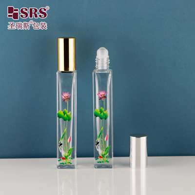 10ML hình vuông cuộn trên chai với in 3D hoa cuộn bóng chai