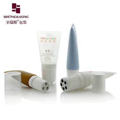 100ml 120ml 5 quả bóng thép cuộn kem mát xa rỗng mỹ phẩm nhựa hình tròn ống bóng cuộn