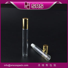 SRS bán buôn 100% không rò rỉ 10ml cuộn thủy tinh trên chai với nắp nhôm vàng bóng
