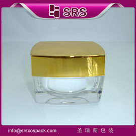 SRS Trung Quốc nhà cung cấp Fanshion gloden trống acrylic hình vuông kem mỹ phẩm thùng bán buôn