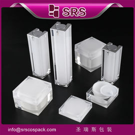 SRS bán buôn bình kem chăm sóc da acrylic hình vuông và chai kem dưỡng da với bơm
