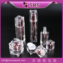 Nhà sản xuất SRS bán buôn chai kem kem acrylic bằng nhựa hình vuông và bình kem