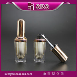 SRS bán buôn sang trọng trống hình vuông 8ml chai sơn móng nhựa với nắp bàn chải vàng