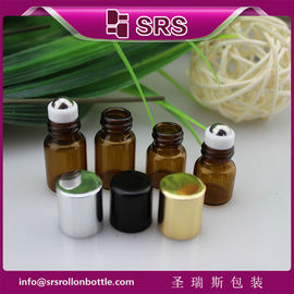 1ml 2ml cuộn thủy tinh trên chai với quả bóng kim loại,bốc dầu thiết yếu mini phổ biến