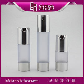 TA021 15ml 30ml 50ml chai matte rõ ràng với vai bạc và cơ sở chai không khí