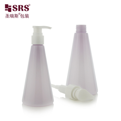 Hình tam giác Luxury Injection Violet Plastic Pump Custom Color Lotion PET Bottle