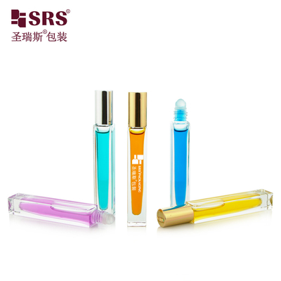 Hình vuông Custom Clear Bottle Perfume Oil Applicator Glass Roll On 10ml