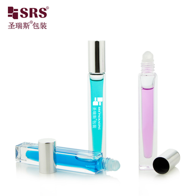 Hình vuông Custom Clear Bottle Perfume Oil Applicator Glass Roll On 10ml