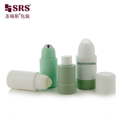50ml 75ml rỗng có thể thay thế bổ sung PP PCR tái chế tiêm tùy chỉnh Deodorant màu sắc sang trọng cuộn trên chai