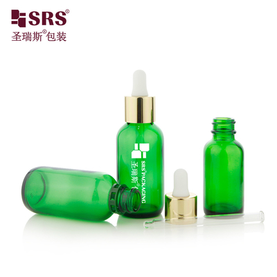 30ML 60ML Sẵn sàng để vận chuyển Hỗn màu xanh lá cây nhôm vai chai thủy tinh với máy thả