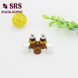 1ml cuộn thủy tinh siêu nhỏ màu hổ phách trên chai với quả cầu thép và nắp nhôm