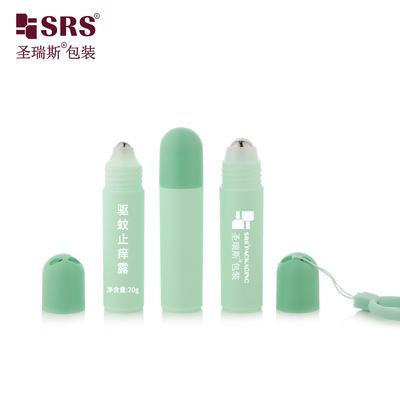 RPPF 20ml Tiêm tùy chỉnh màu sắc Matte Frosted Dome Cap With Lanyard Round Single Wall Bottle Roll On