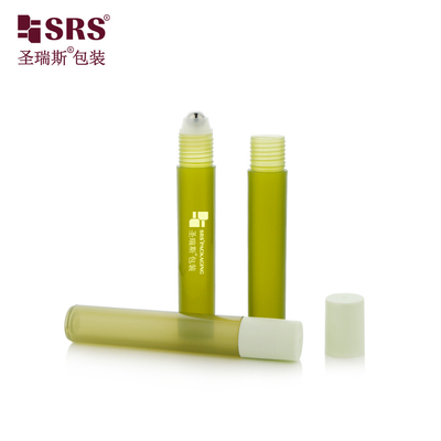 RPP-15ML Bottle Injection Semi-Transparent Green Colour Matte Finished Plastic Roll-On Packaging Container
