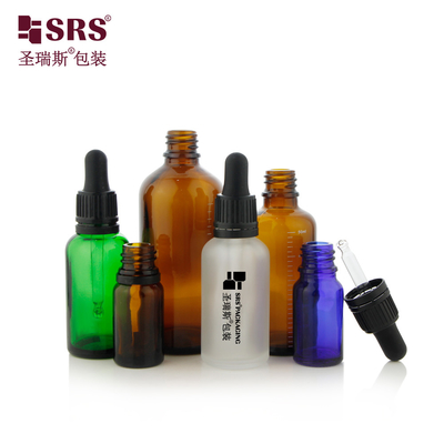 D003-2 Dầu giọt thủy tinh trong suốt màu xanh lá cây, xanh dương, màu hổ phách