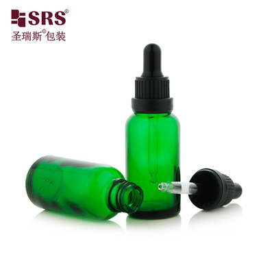 D005 Dầu xoa bóp cơ thể rỗng Green Amber Blue Glass Bottle With Dropper Lid Màu tùy chỉnh