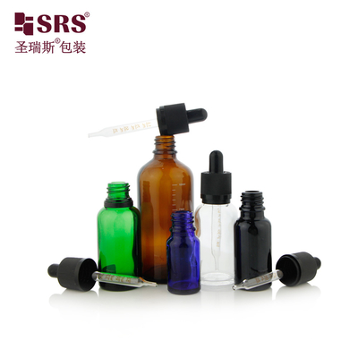 D006 15ml 30ml 50ml Green Transparent Clear Glass Dropper Bottle For Facial Serum Tamper Evident Lid (Nước xanh minh bạch, thủy tinh trong)