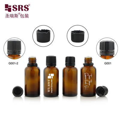 G001-2 Amber Round Mold Glass Bottle With Tamper Evident Screw Cap Plastic Plug For Essential Oil Container Packaging (G001-2 Amber Round Mold Glass Bottle With Tamper Evident Screw Cap) (Ngoại hợp với các loại dầu cần thiết)