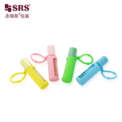 BLPM-10ML hình tròn thủy tinh trong suốt cuộn thép quả cầu chai silicone nắp cho dầu nước hoa thơm không rò rỉ