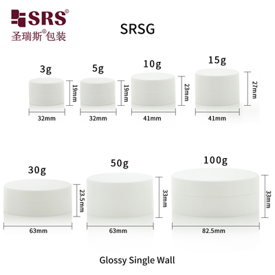 SRSG 3g 5g 10g 15g 30g 50g 100g Nhựa Hỗn bề mặt bóng đơn tường thiết kế độc đáo PP Jar cho kem cơ thể