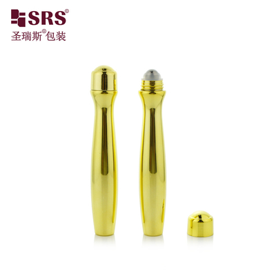 SRS8447-15ML Kim loại hóa vàng bóng râm PETG rỗng nhựa cuộn trên chai cho mắt Gel hình dạng eo