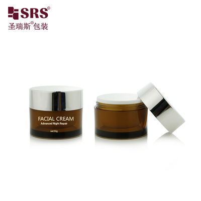 J0210B 30g 50g Hũ nhựa tròn hai lớp trong suốt sơn màu tùy chỉnh cho kem dưỡng da mặt