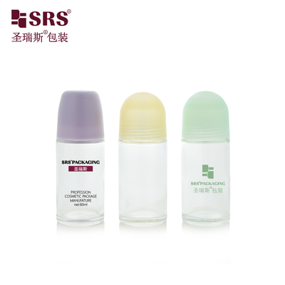 BLPG-C 60ml Bán buôn Mỹ phẩm Chai lăn khử mùi thủy tinh trong suốt với Nắp vòm nhựa