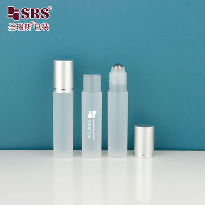 Chai tròn PP mờ trong suốt RPA-10ML với bi lăn kim loại massage và nắp nhôm cho serum tóc