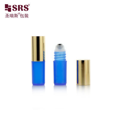 SRS nhà cung cấp bao bì 3ml viên đá kim loại chai nhựa cuộn với nắp kim loại vàng