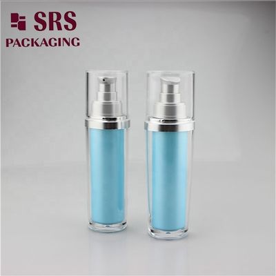 L041 chai kem màu trắng sang trọng với vai vàng, chai bơm nền tảng