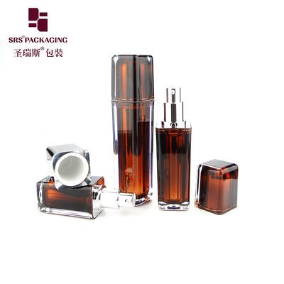 L054 Shengruisi Chai 30ml 50ml sang trọng Hình vuông kim loại hóa Chai bơm lotion nhựa cho mỹ phẩm