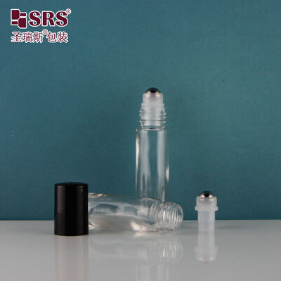 Chai bi lăn thủy tinh SRS 8ml chống rò rỉ, thủy tinh trong suốt kèm đầu bi lăn bằng thép dùng cho nước hoa, tinh dầu