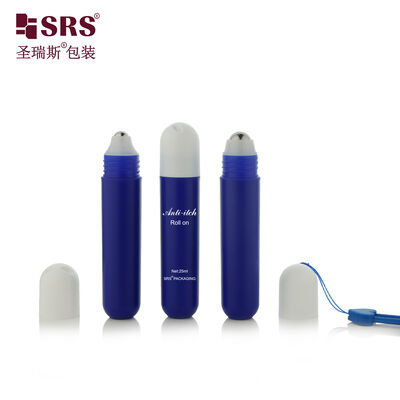 RPPG 25ML Portable Injection Custom Color Blue Plastic Roll On Bottle With Rope For Anti-Itch Liquid