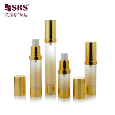 Frosted AS Plastic Airless Bottle 10-30ml Luxury Gold Cosmetic Lotion Pump Packaging With 2 Pump Options