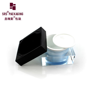 J053 15g 30g 50g hũ rỗng vuông tùy chỉnh bằng nhựa acrylic màu xanh dương đựng kem