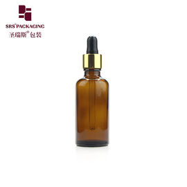 Thùng tinh dầu mỹ phẩm bằng thủy tinh tròn màu hổ phách 30ml 50ml với bình nhỏ giọt