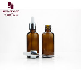 50ml chai nhỏ giọt kính màu nâu hổ phách rỗng tùy chỉnh cho dầu thiết yếu