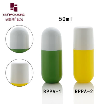 Hình dạng thuốc Cute nhựa rỗng bán buôn tùy chỉnh màu xanh lá cây 50ml Roll On chai