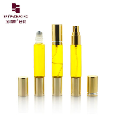 10ml vàng nắp rỗng hai đầu thiết kế cuộn và bình xịt cho nước hoa