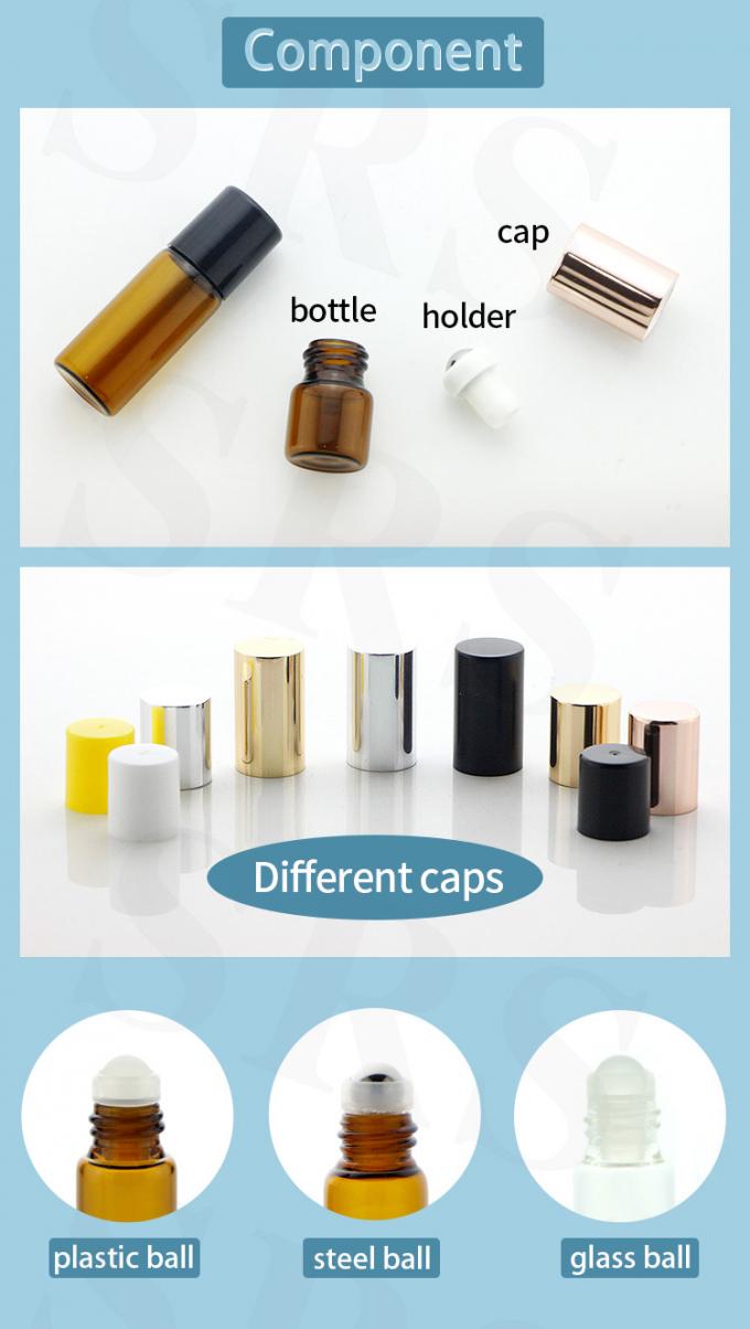 BLP-1ML Đồ xách Mini Sample Size Empty Transparent Glass Bottle Roller Packaging 2